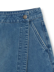 Women's Basic Small Logo Cargo Denim Wrap Skirt