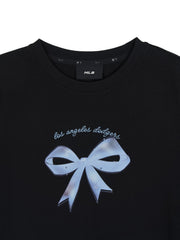 Women's Bow Tie Graphic Slim Semi Crop T-Shirts