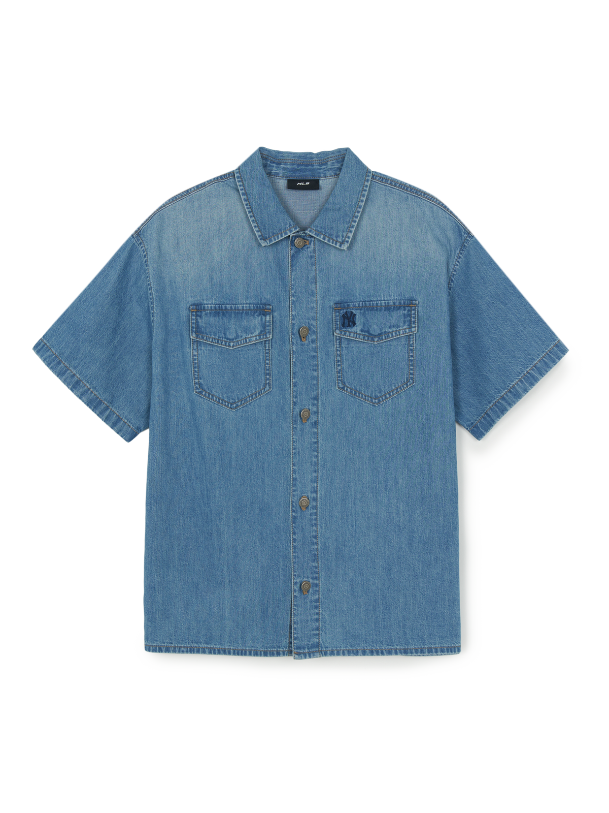 Varsity Vintage Slub Short Sleeve Denim Work Shirt