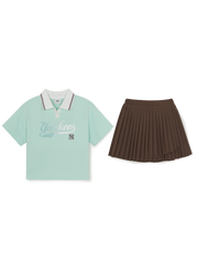 Sportive Athleisure Cursive Skirt T-shirt Set (Girl's)