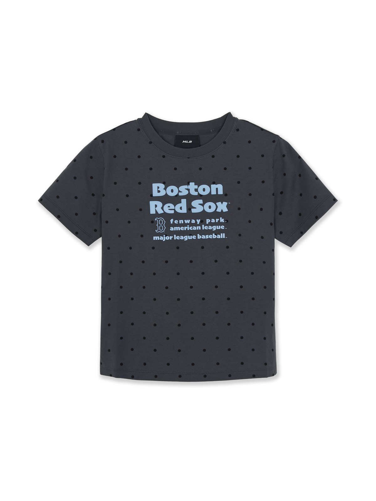Women's Dots Pattern Lettering Slim Semi Crop T-shirts