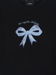 Women's Bow Tie Graphic Slim Semi Crop T-Shirts