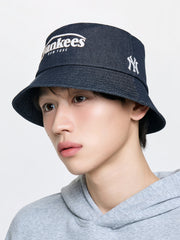 Vintage Denim Curve Logo Bucket Hat