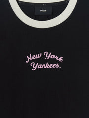 Women's Sportive Lettering Slim Crop Ringer T-shirts