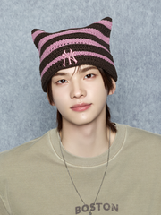 SUMMER STRIPE MEOWING BEANIE
