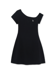 Women's Basic Off Shoulder Shirring Ribbed Dress