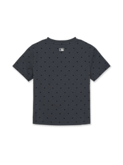 Women's Dots Pattern Lettering Slim Semi Crop T-shirts
