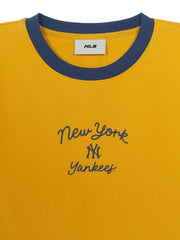 Women's Sportive Cursive Ringer Crop T-shirts