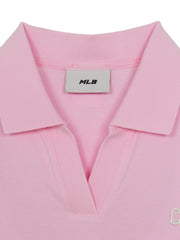 Women's Basic Slim Fit Crop Open Collar Polo T-Shirts