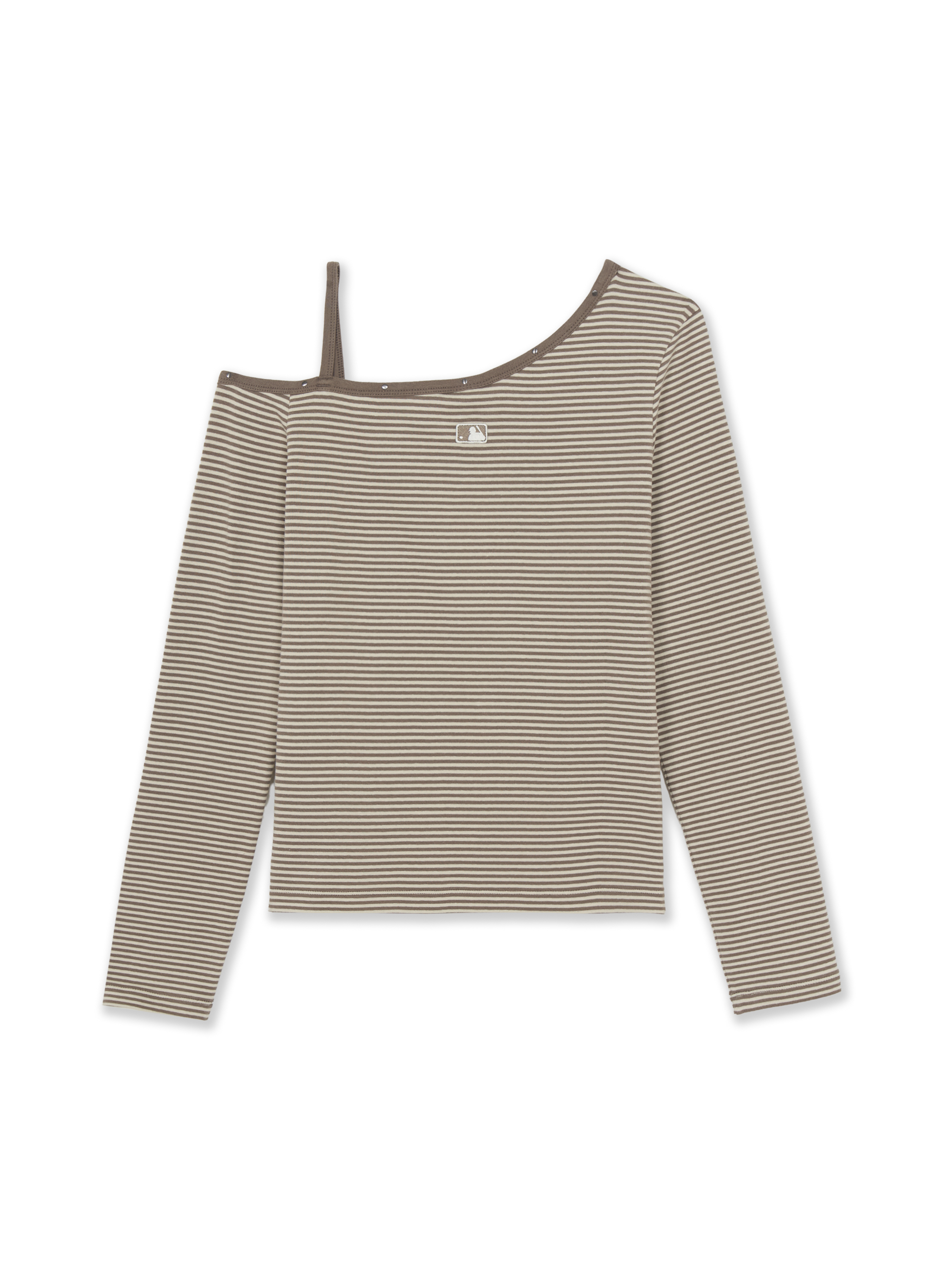 Women's Stripe Stud Point Off Shoulder Long Sleeve T-shirts