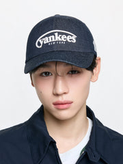 Vintage Denim Curve Logo Unstructured Ballcap
