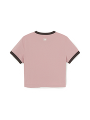 Women's Sportive Cursive Ringer Crop T-shirts
