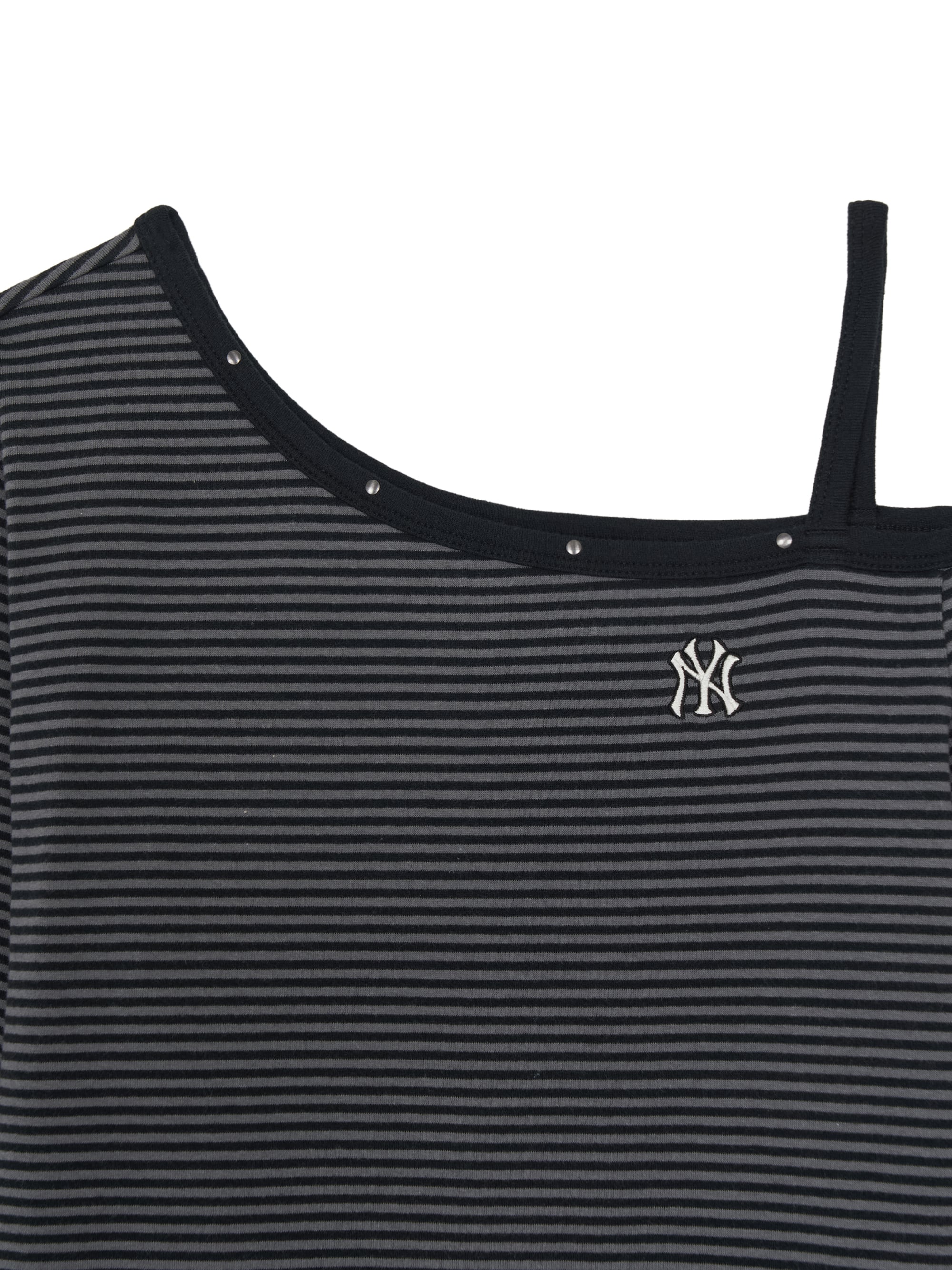 Women's Stripe Stud Point Off Shoulder Long Sleeve T-shirts