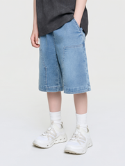 BASIC JERSEY DENIM DOUBLE KNEE SHORTS