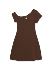 Women's Basic Off Shoulder Shirring Ribbed Dress