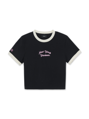 Women's Sportive Lettering Slim Crop Ringer T-shirts