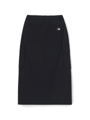 Women's Vintage Washing Cotton Strap Cargo Long Skirt