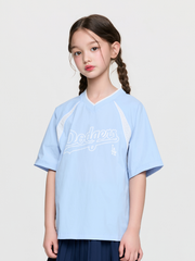 Sportive Varsity Woven Mesh Blocking T-shirt
