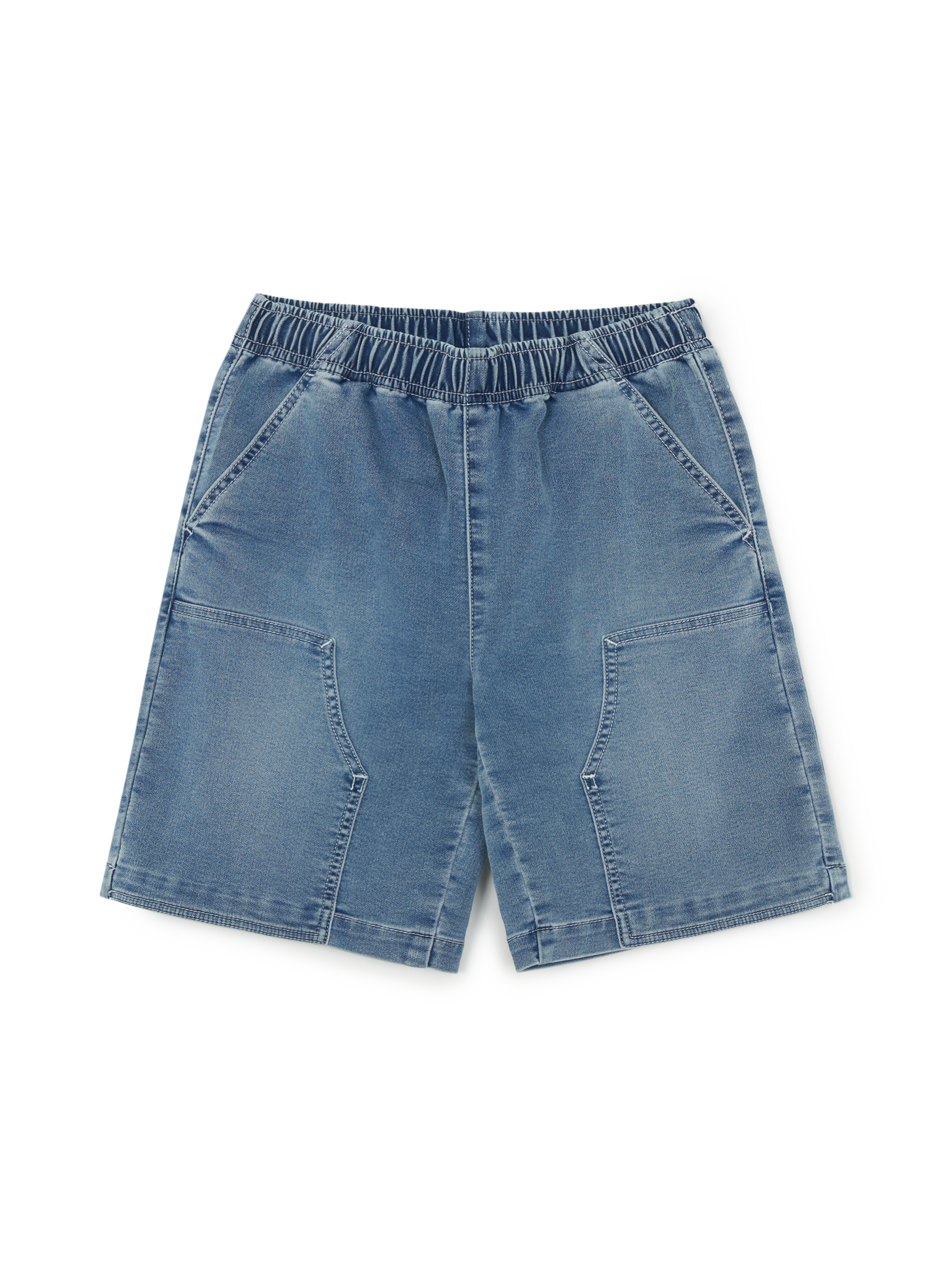 BASIC JERSEY DENIM DOUBLE KNEE SHORTS
