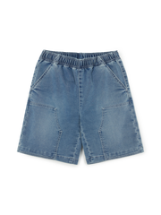 BASIC JERSEY DENIM DOUBLE KNEE SHORTS