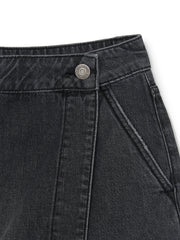 Women's Basic Small Logo Cargo Denim Wrap Skirt