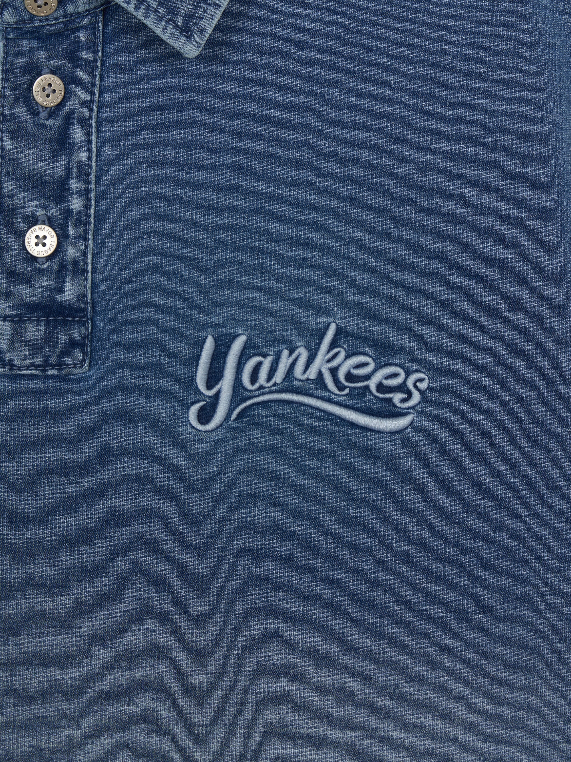 Basic Small Logo Stretched Denim Polo Shirt