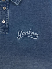 Basic Small Logo Stretched Denim Polo Shirt
