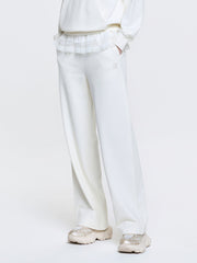 Women's Basic Lace Ruffle Semi Wide Pants