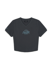 Women's V-neck Letter Crop T-shirts