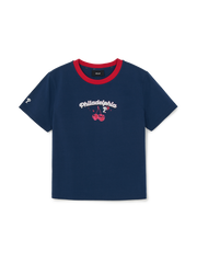 Women's Summer Fruits Lifestyle Slim Semi Crop Ringer T-Shirts