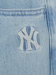 Women's Basic Small Logo Summer Tencel Wide Denim Pants