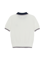 Women's Varsity Color Block Polo Short Sleeve Knit Pullover