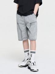 BASIC JERSEY DENIM DOUBLE KNEE SHORTS