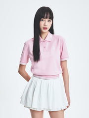 Women's Basic Crop Polo T-shirt
