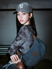 Denim Color Combination Hobo Bag