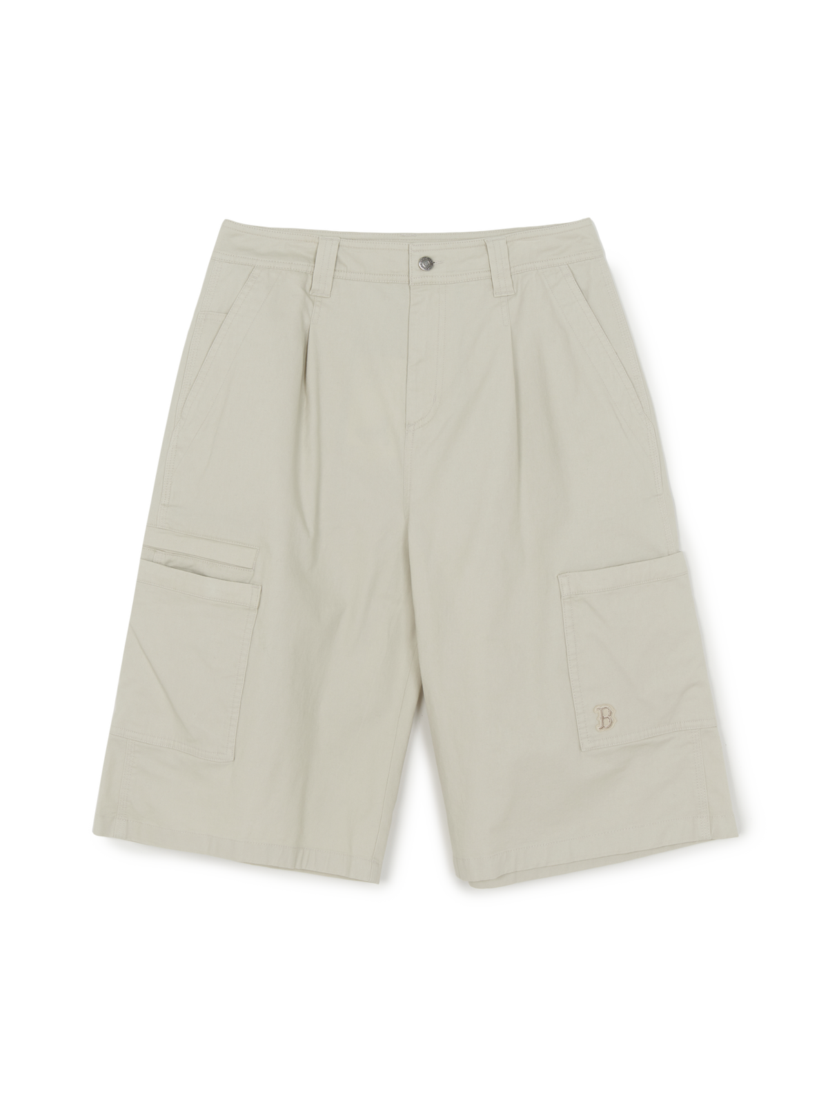 Washed Cotton Pin-Tuck Cargo Bermuda Shorts