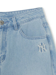 Women's Basic Small Logo Summer Tencel Wide Denim Pants
