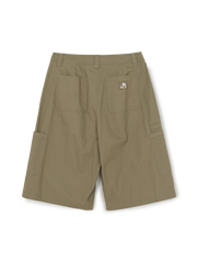 Washed Cotton Pin-Tuck Cargo Bermuda Shorts
