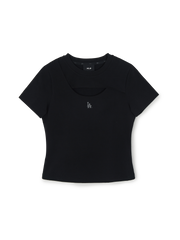 Women's Cut Out Detail Slim Semi Crop T-Shirts