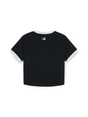 Women's Sportive Cursive Ringer Crop T-shirts