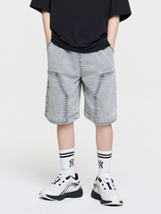 BASIC JERSEY DENIM DOUBLE KNEE SHORTS
