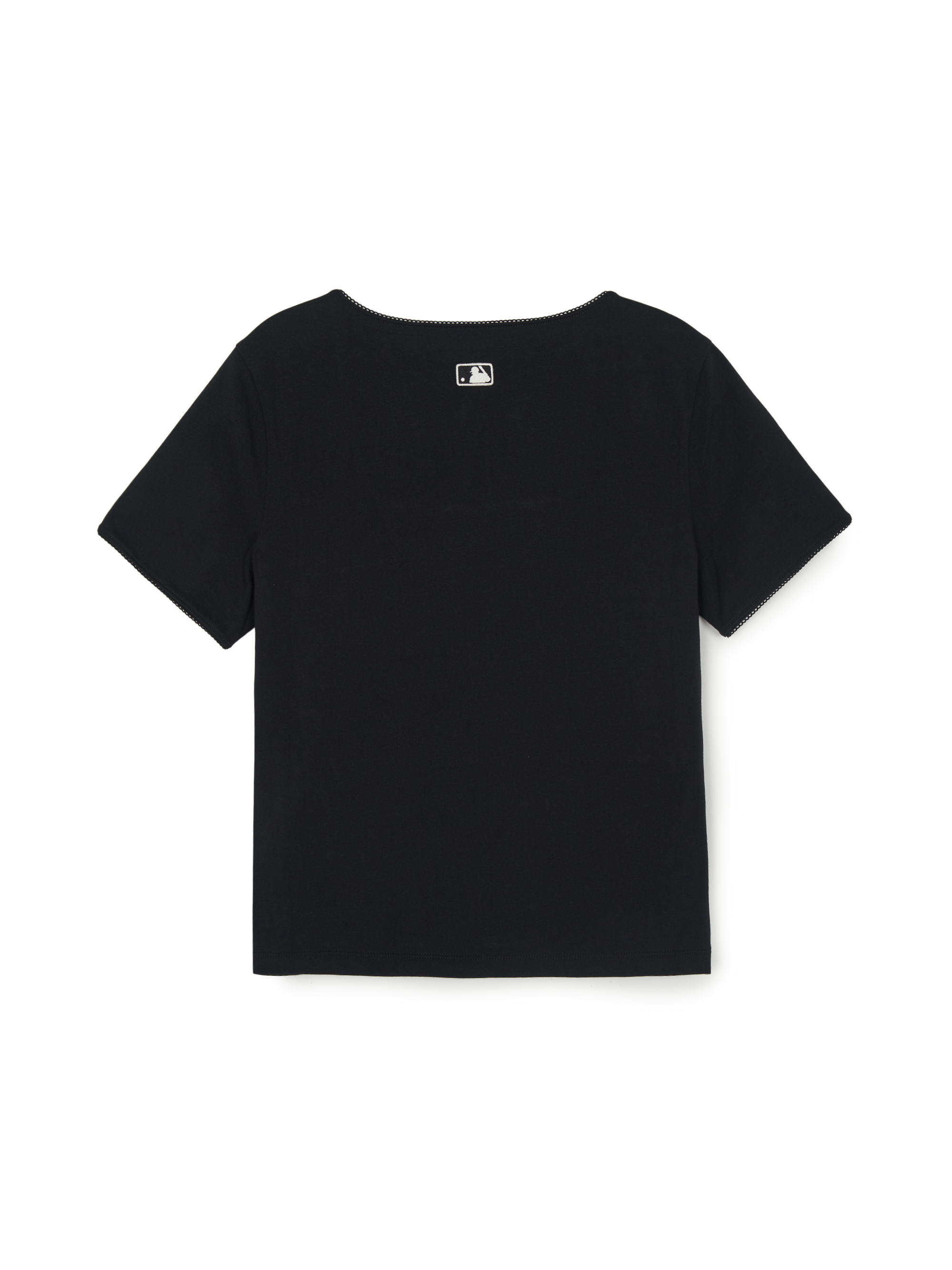 Women's Basic Lace Square Neck Slim Semi Crop T-shirts