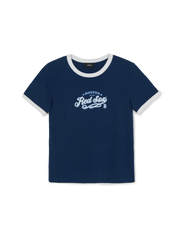 Women's Varsity Lettering Slim Slub Ringer T-Shirts