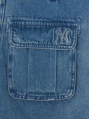 Women's Basic Small Logo Cargo Denim Wrap Skirt