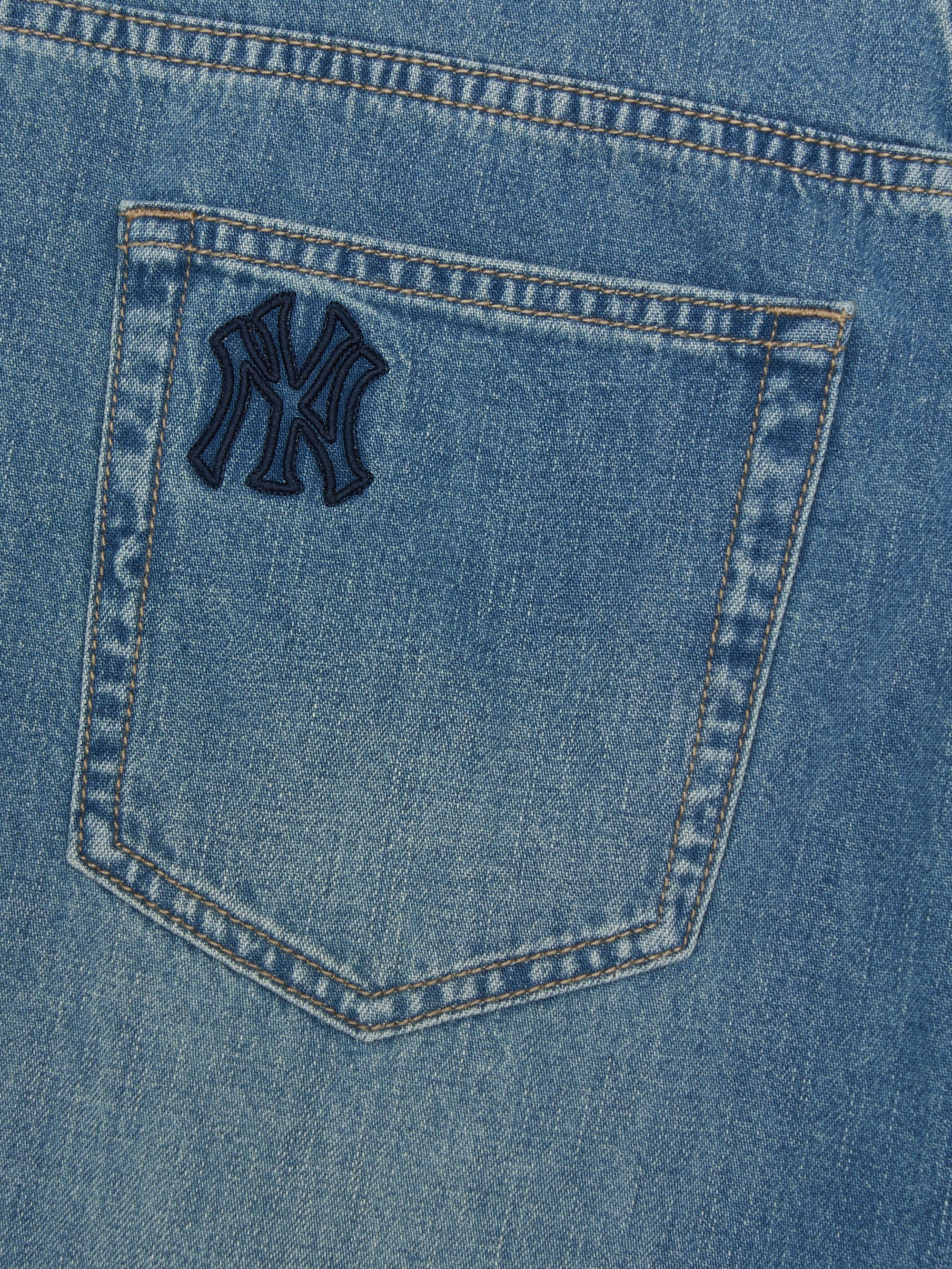 Women's Basic Small Logo Destroyed Denim Bermuda Pants