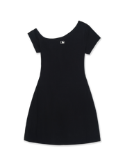 Women's Basic Off Shoulder Shirring Ribbed Dress