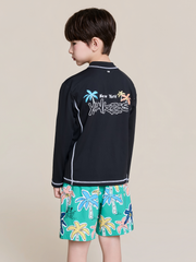 SPORTIVE ZIP-UP RASHGUARD BOARD SHORTS SET