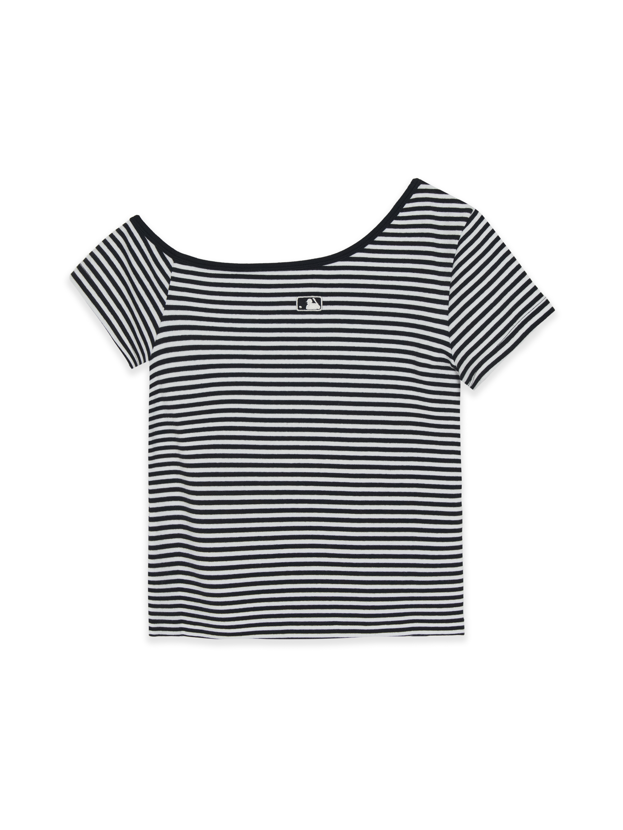 Women's Varsity Stripe Off Shoulder Slim Semi Crop T-Shirts