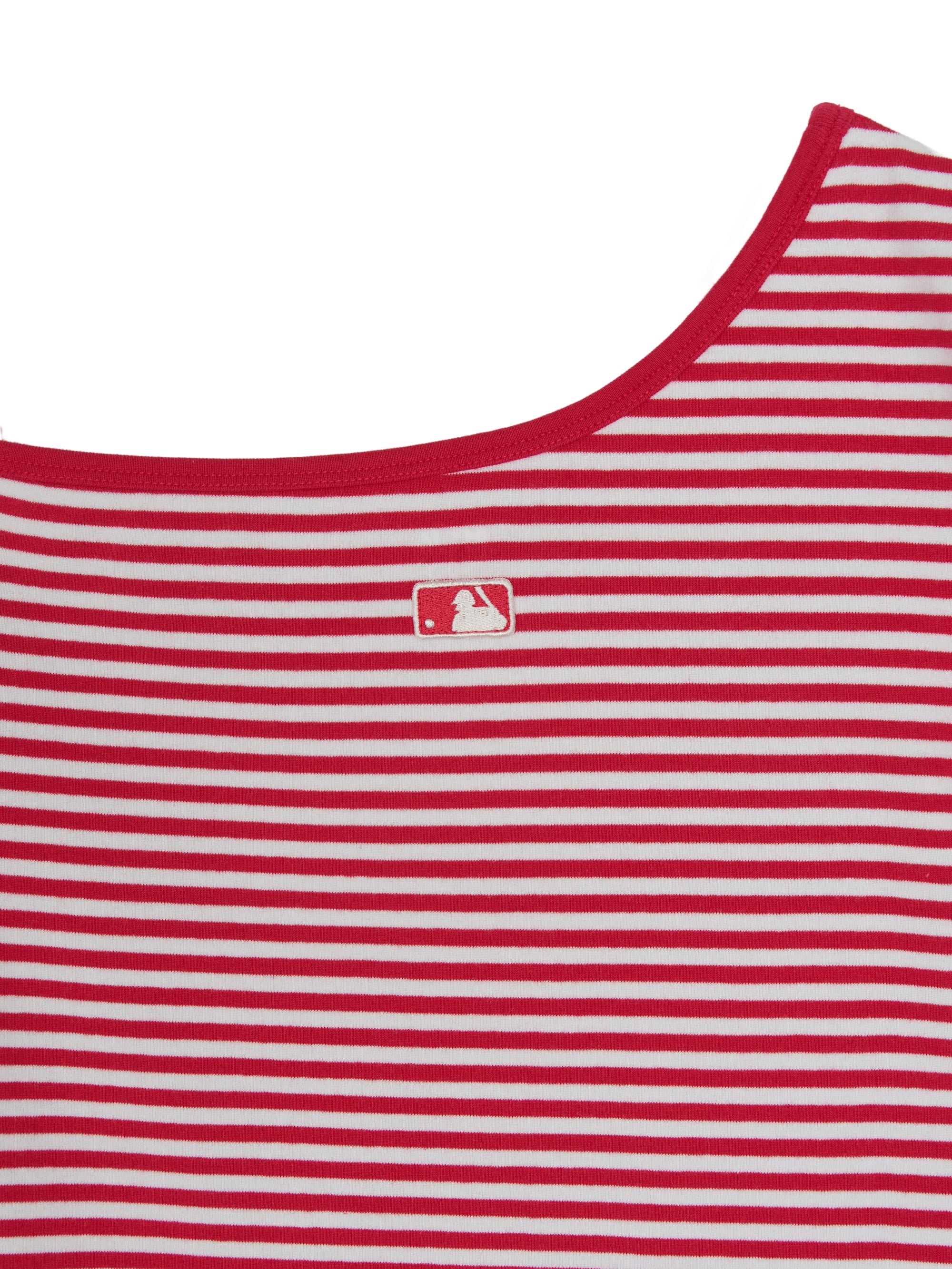 Women's Varsity Stripe Off Shoulder Slim Semi Crop T-Shirts