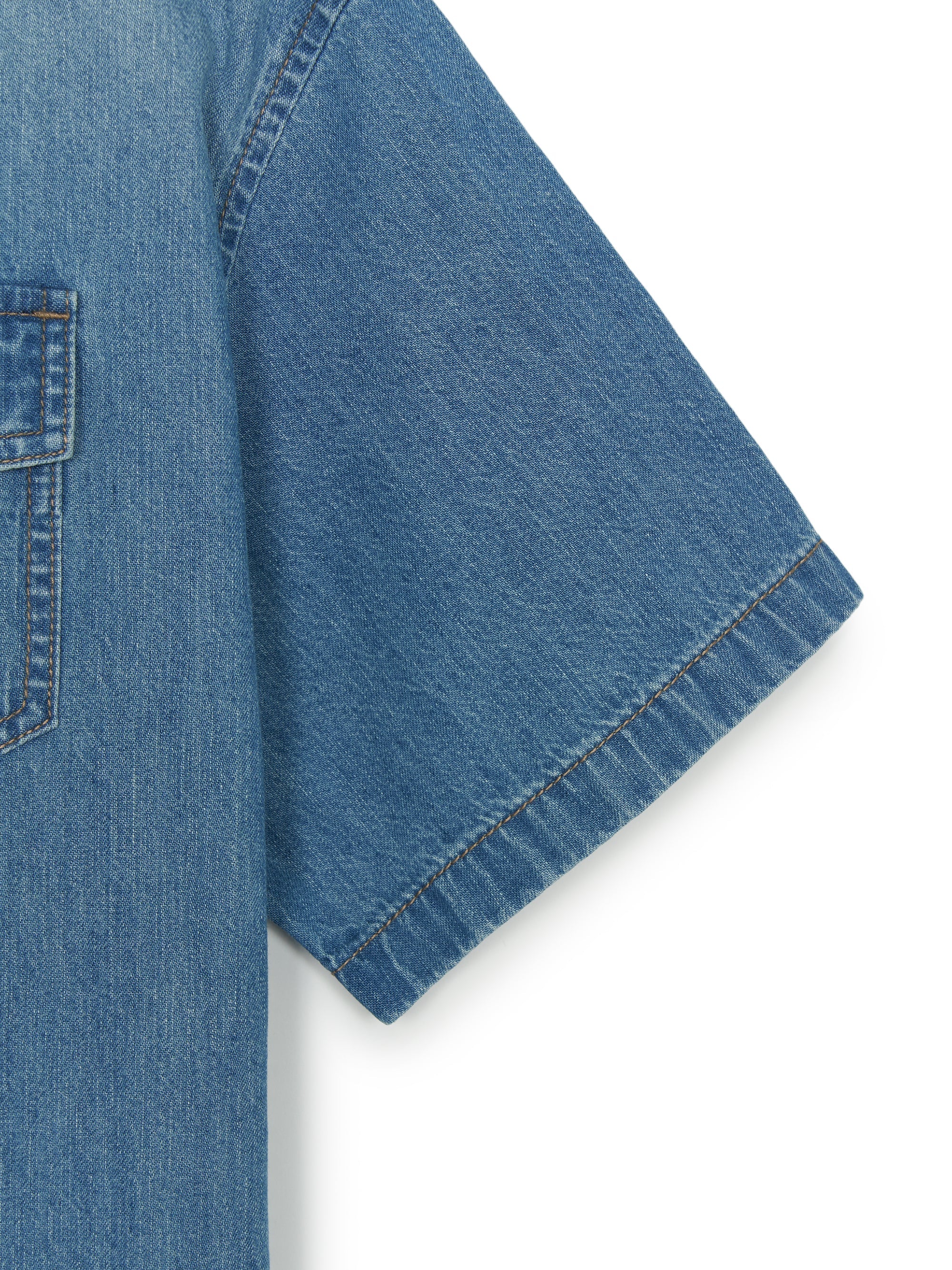 Varsity Vintage Slub Short Sleeve Denim Work Shirt